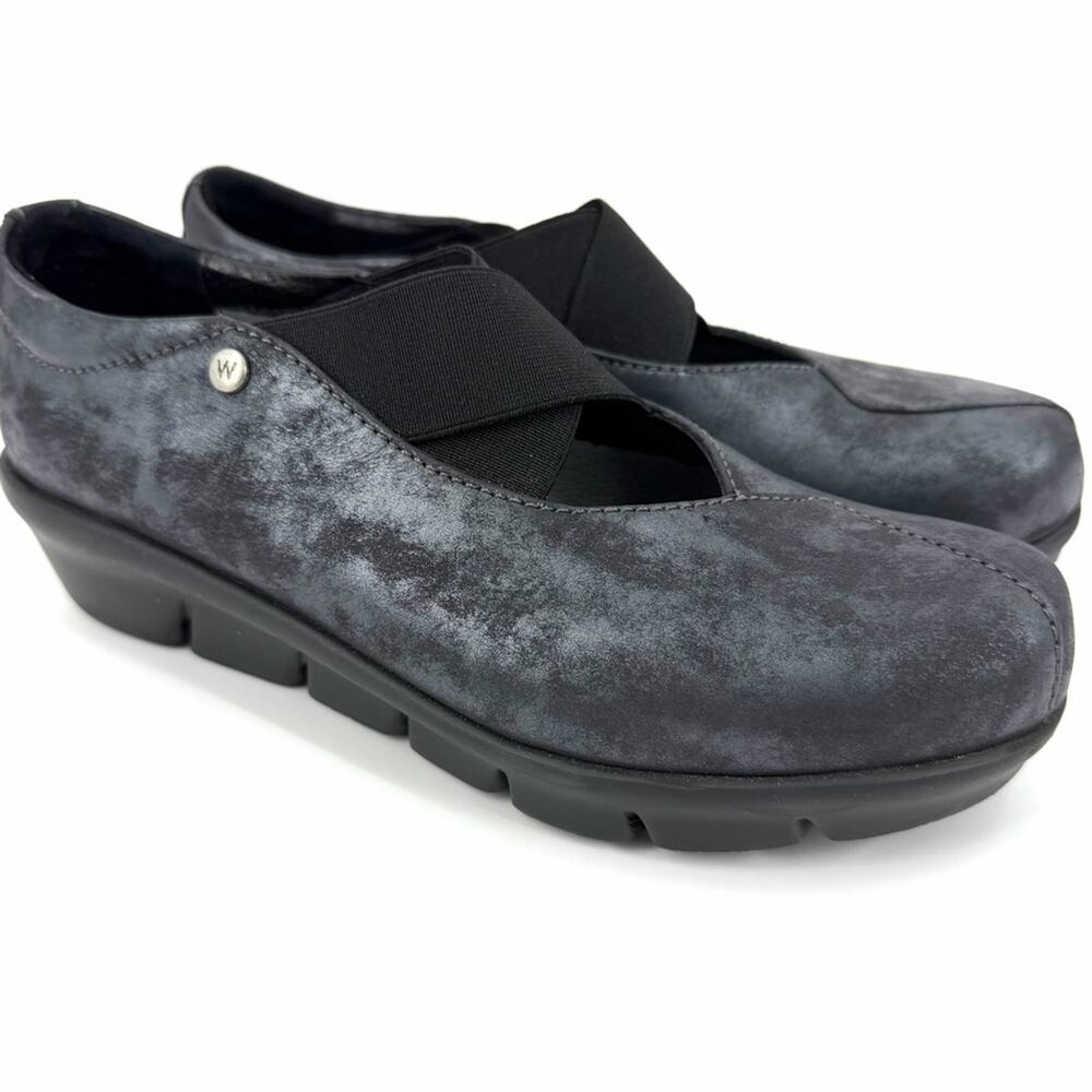 Wolky Cursa Black Amalia Nubuck Mary Jane Wedge Comfort Shoes Sz 39 EU or 8 US